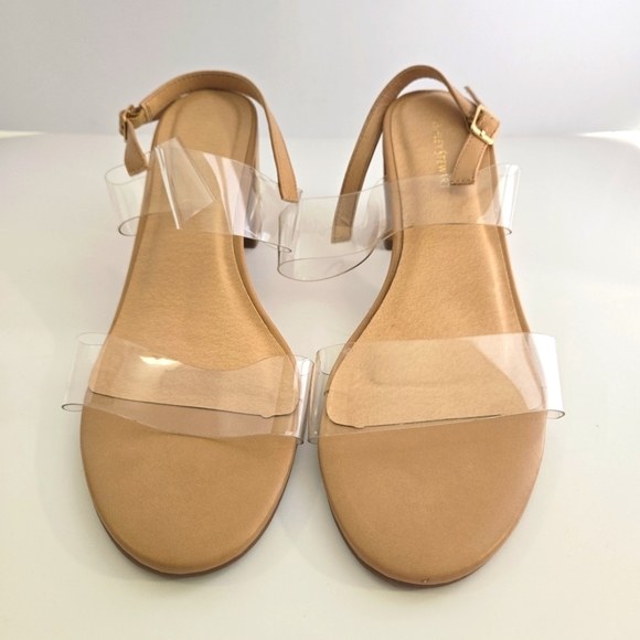 Ashley Stewart Clear Patent Leather with Floating Ankle Strap Sz 10W - Picture 1 of 8